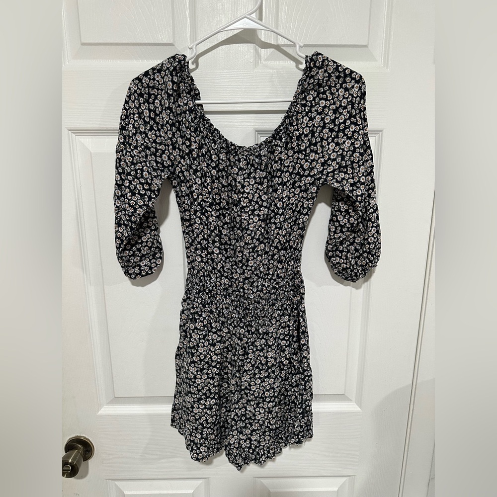 Hollister Black Floral Long Sleeve Dress